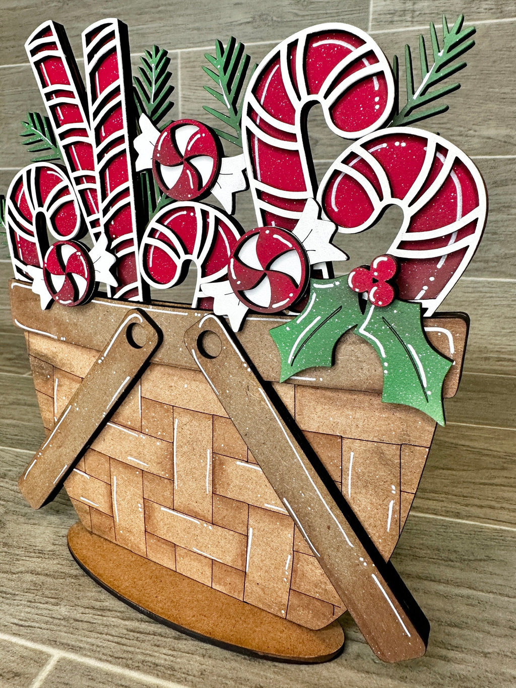 Candy Canes For The Flower Basket Interchangeable File SVG, Holiday, Christmas Tiered Tray, Glowforge, LuckyHeartDesignsCo