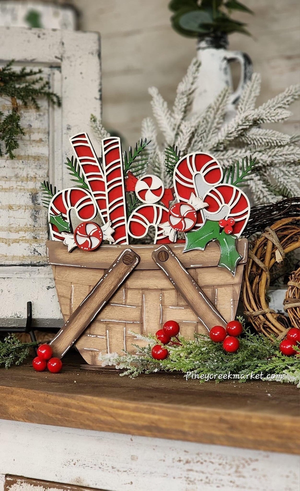 Candy Canes For The Flower Basket Interchangeable File SVG, Holiday, Christmas Tiered Tray, Glowforge, LuckyHeartDesignsCo