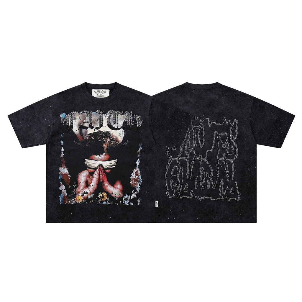 BKYS Revival Blindfolded Portrait Rhinestone-Style T-Shirt