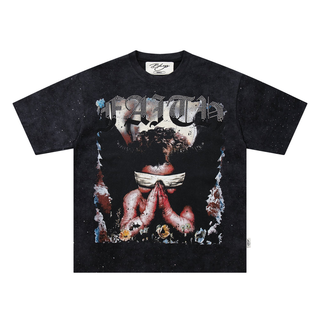 BKYS Revival Blindfolded Portrait Rhinestone-Style T-Shirt