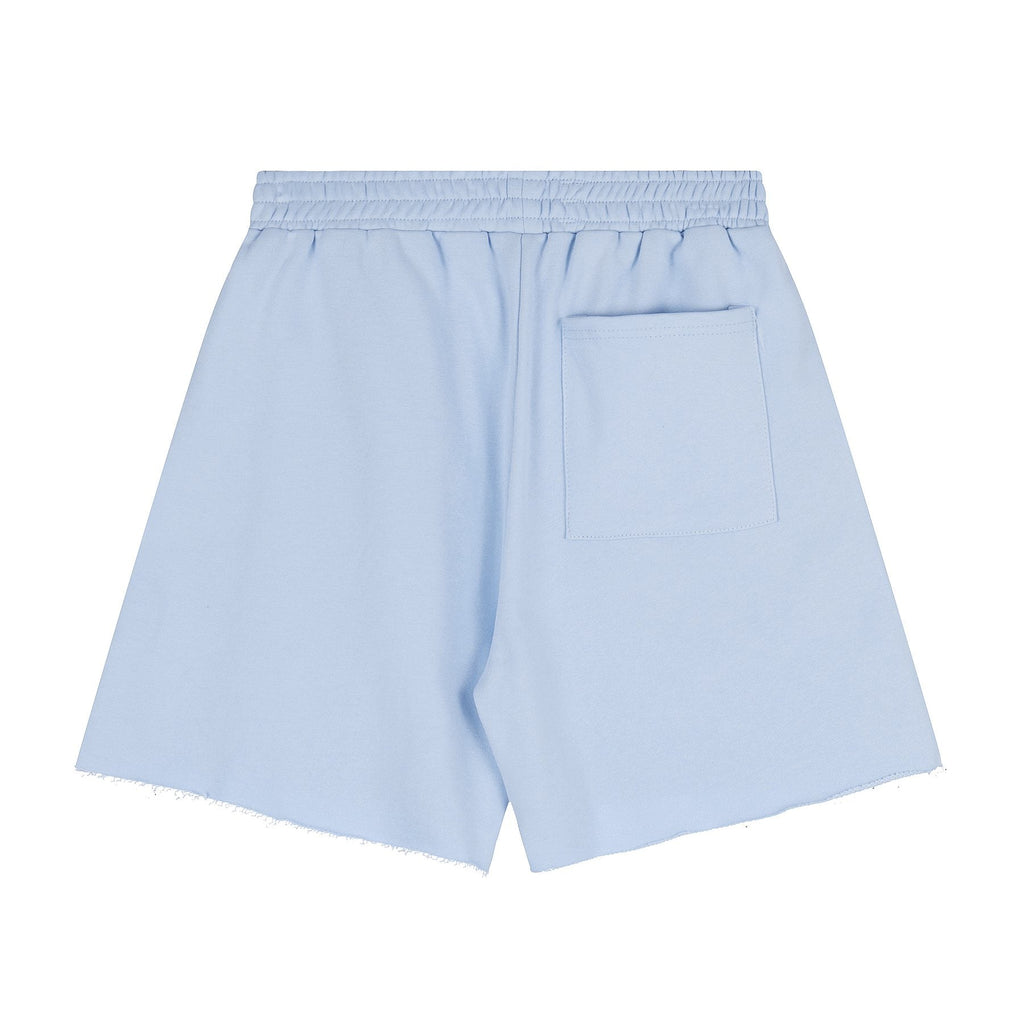 Sp5der Curved Wordmark Raw-Hem Shorts