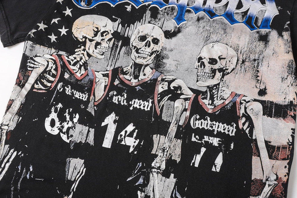 Godspeed Skeleton Basketball Number 14 T-Shirt