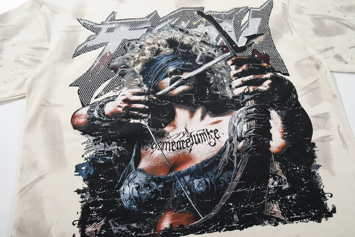 BKYS Revival Rhinestone Portrait Graphic T-Shirt