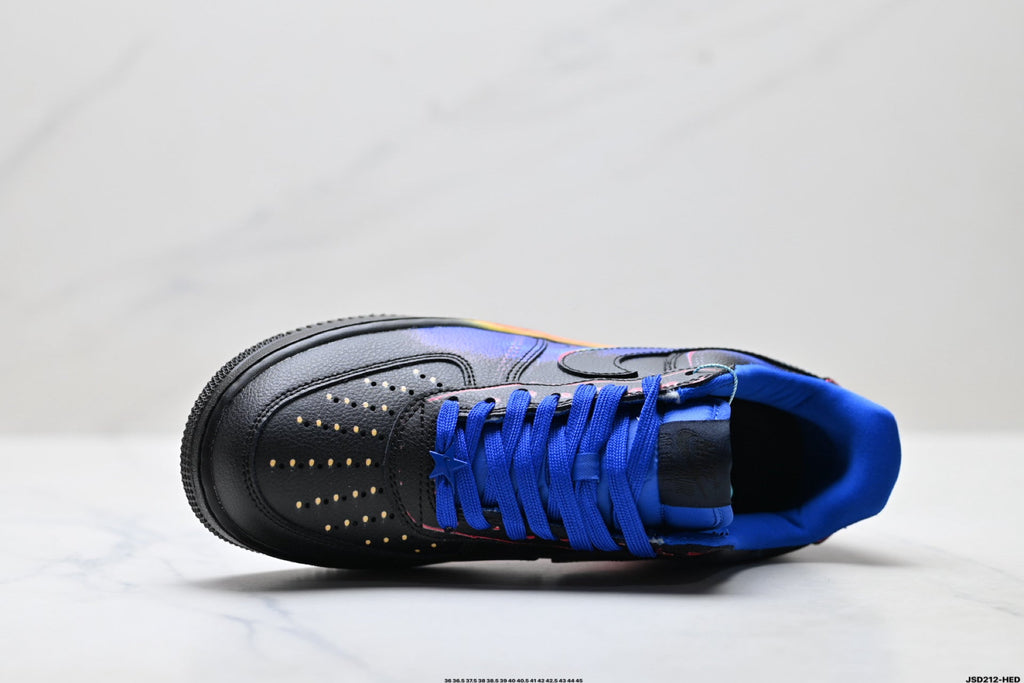 Nike Air Force 1 Low Black Blue Red Multicolor Unisex Sneakers Style 02