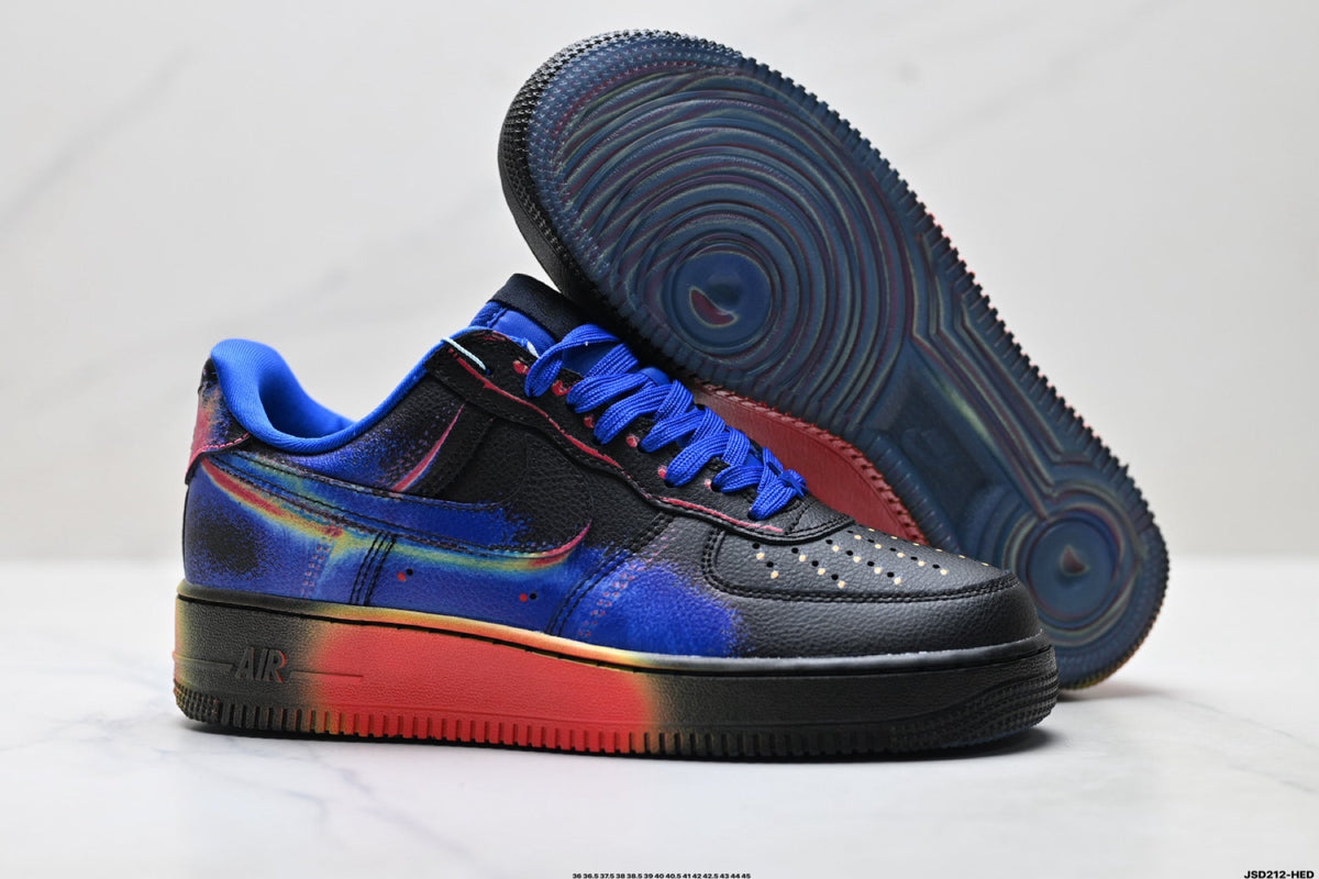 Nike Air Force 1 Low Black Blue Red Multicolor Unisex Sneakers Style 02
