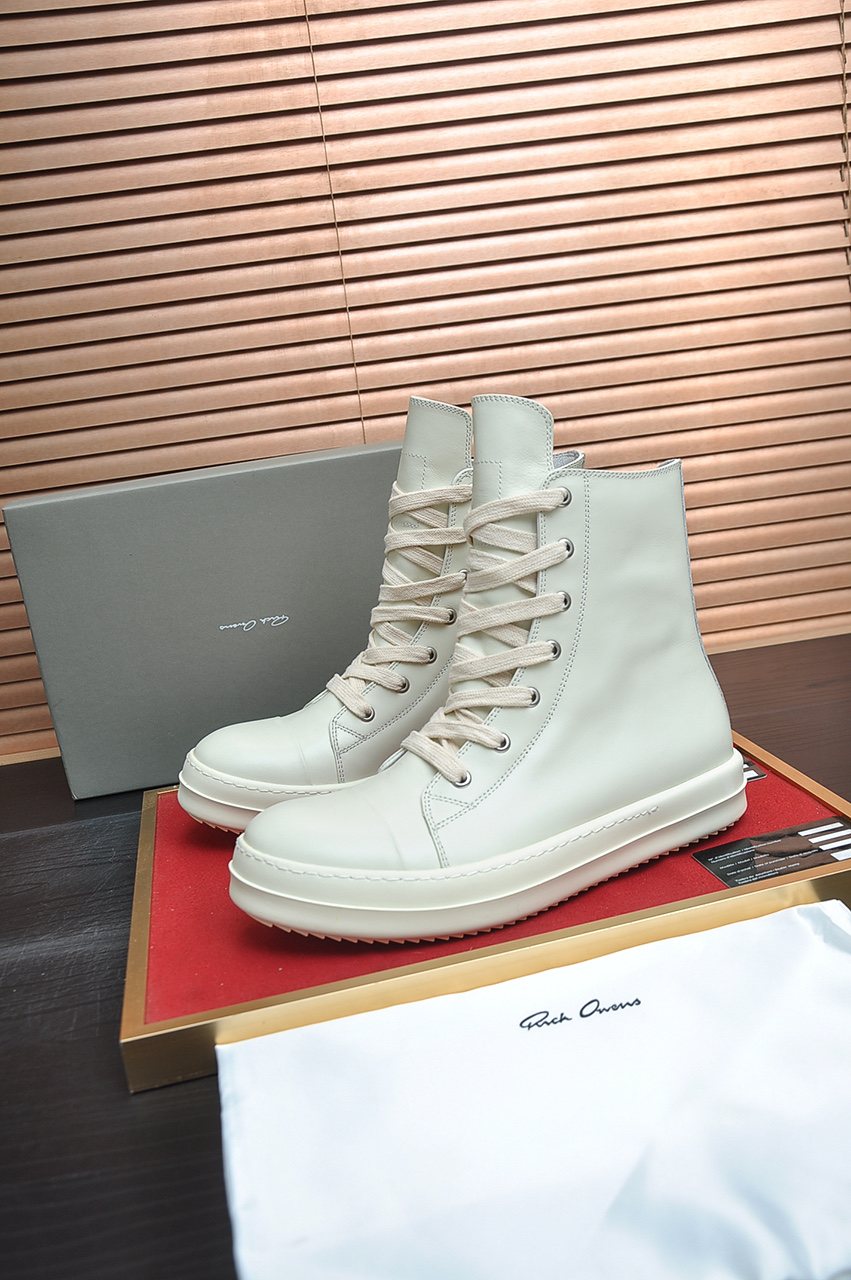 Rick Owens Off-White High-Top Sneakers