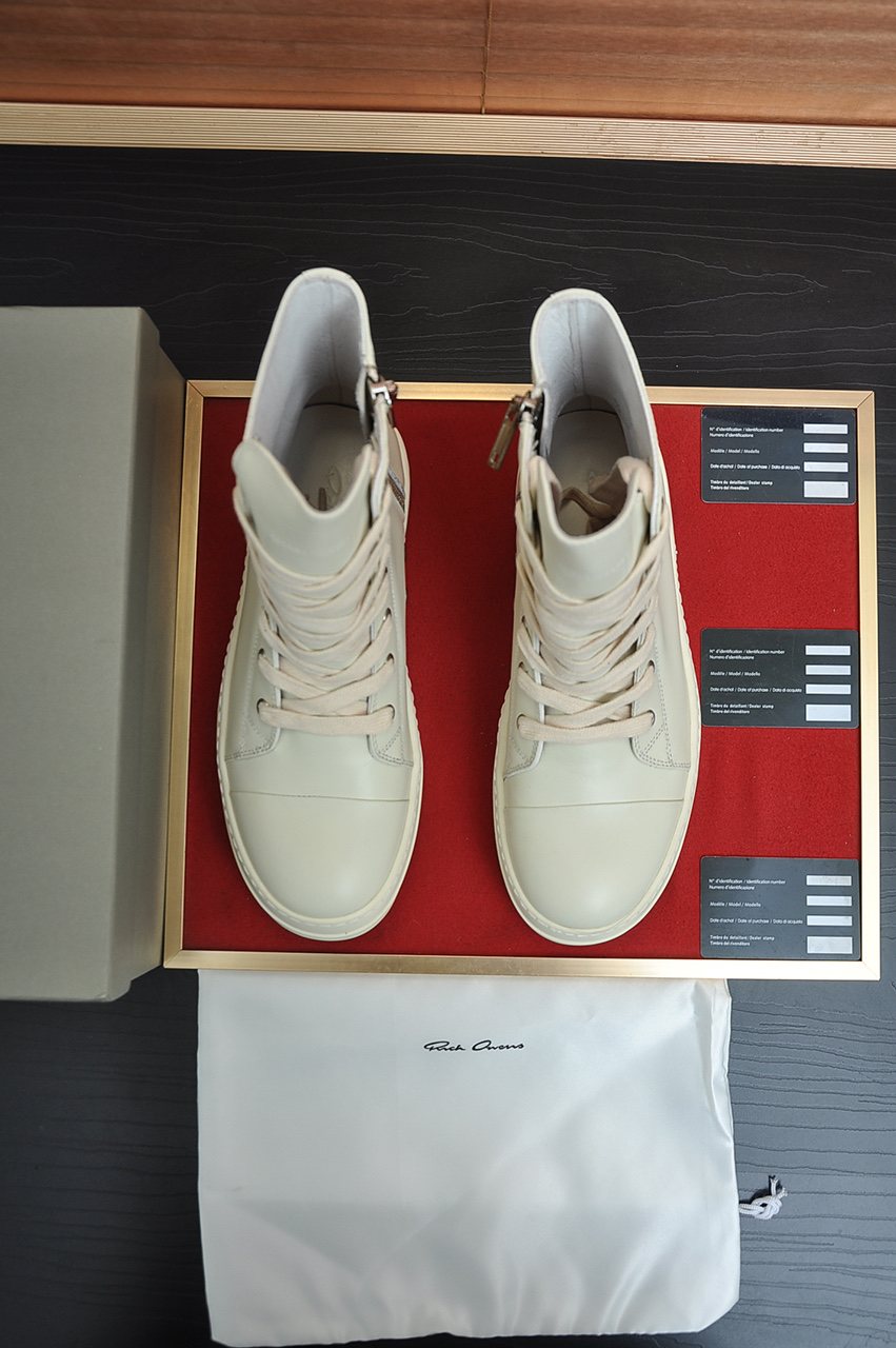 Rick Owens Off-White High-Top Sneakers