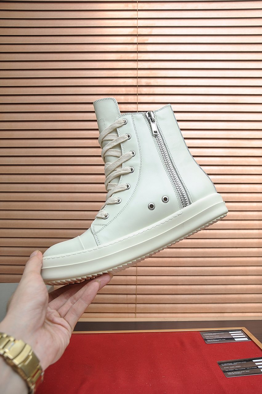 Rick Owens Off-White High-Top Sneakers