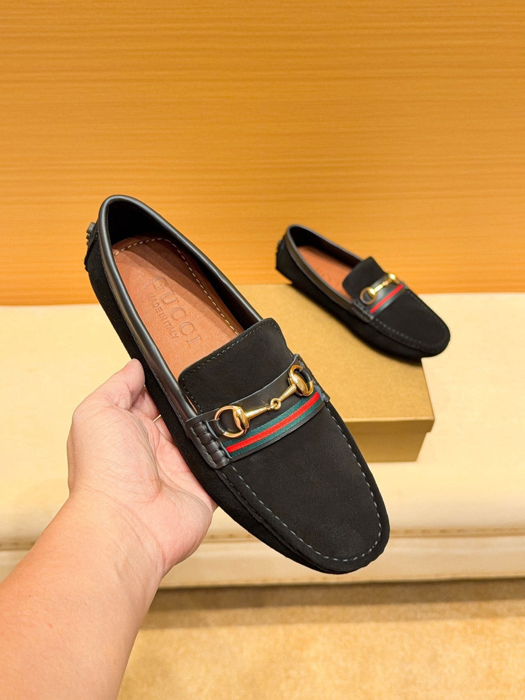Men's Black Web Stripe Bit Loafers