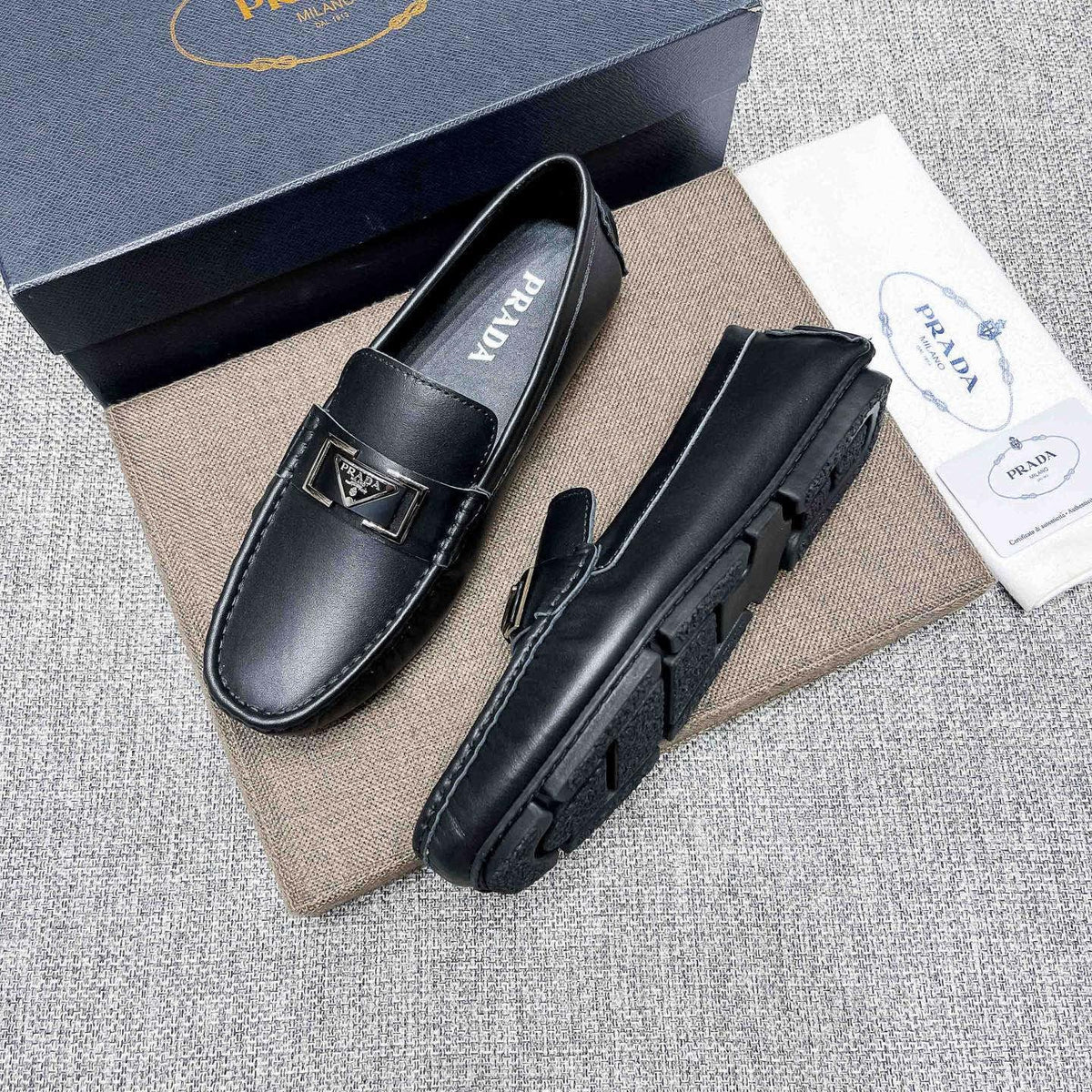 Prada Men's Black Leather Loafers