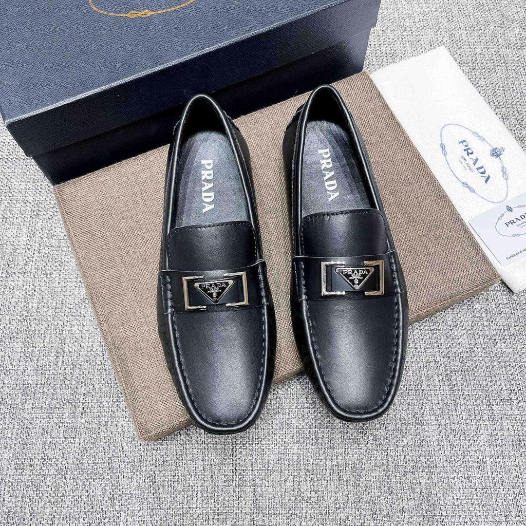 Prada Men's Black Leather Loafers