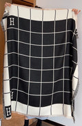 Hermès Black & Ivory Grid Square Scarf