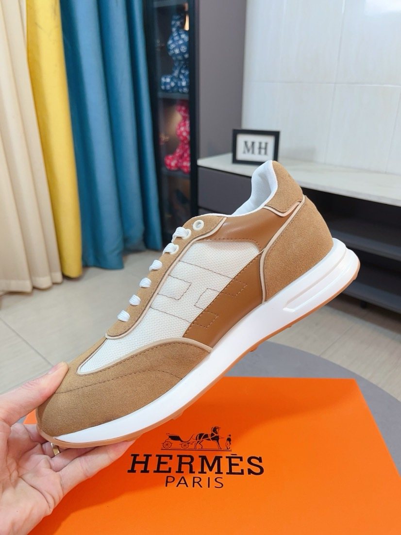Hermès Tan H-Overlay Sneakers
