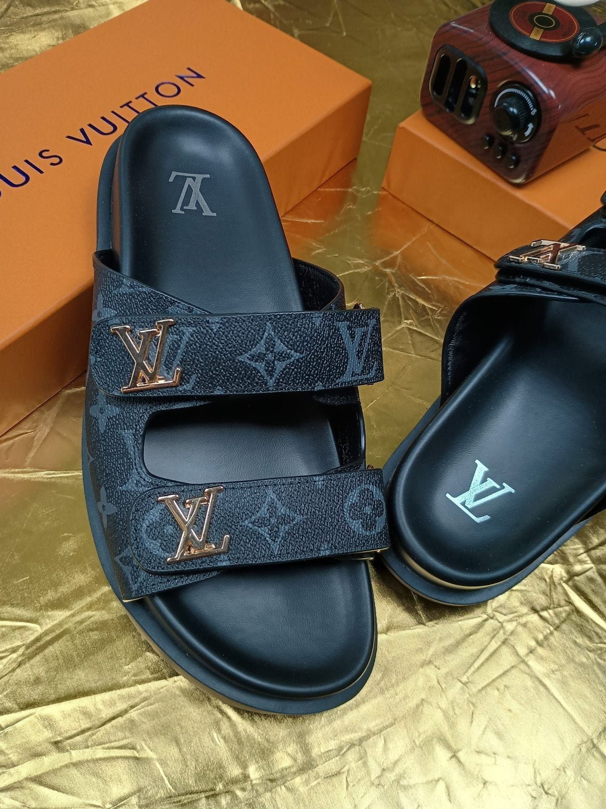 Louis Vuitton Monogram Double-Strap Slide Sandals