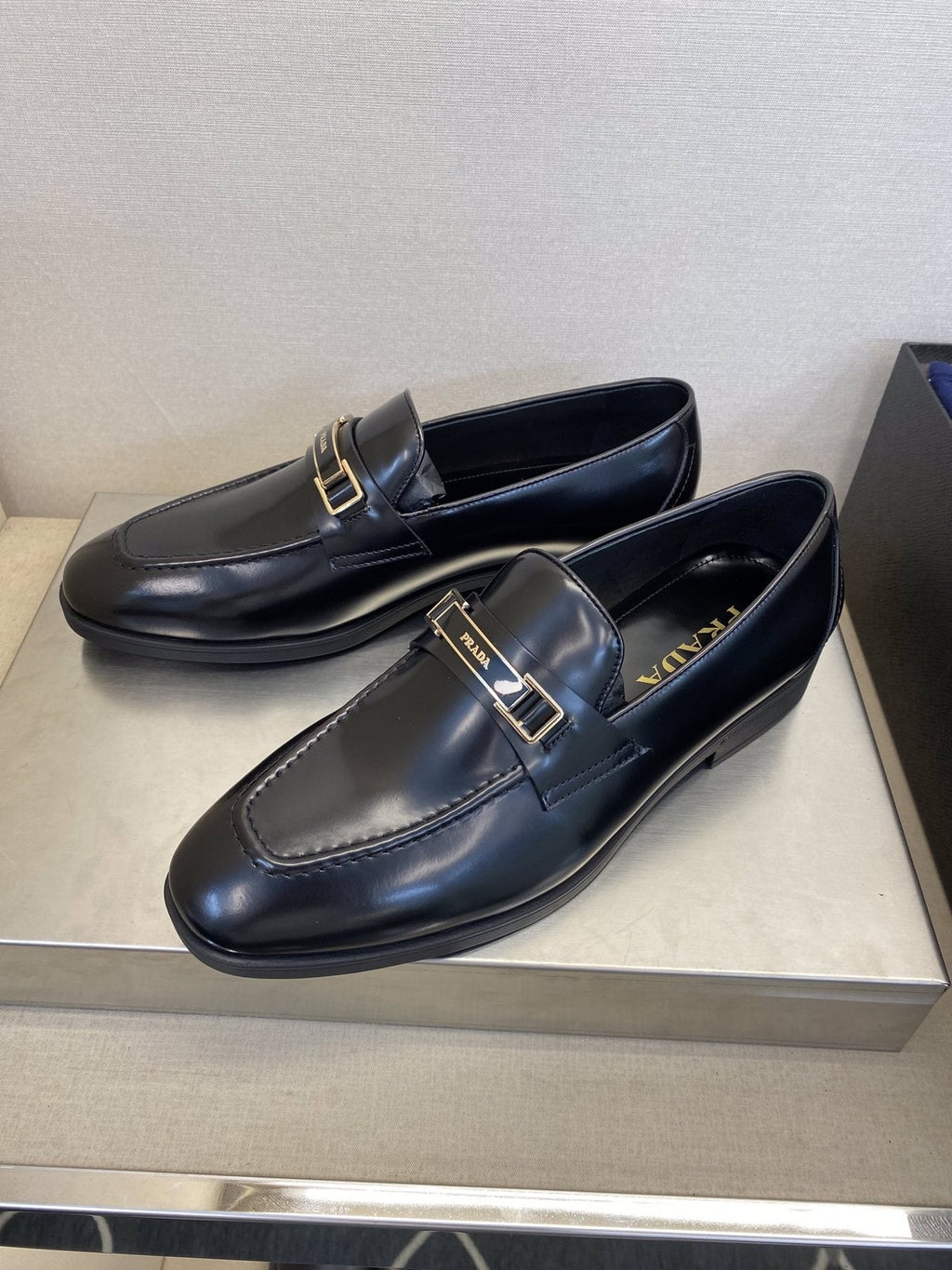 Prada Black Buckle Loafers