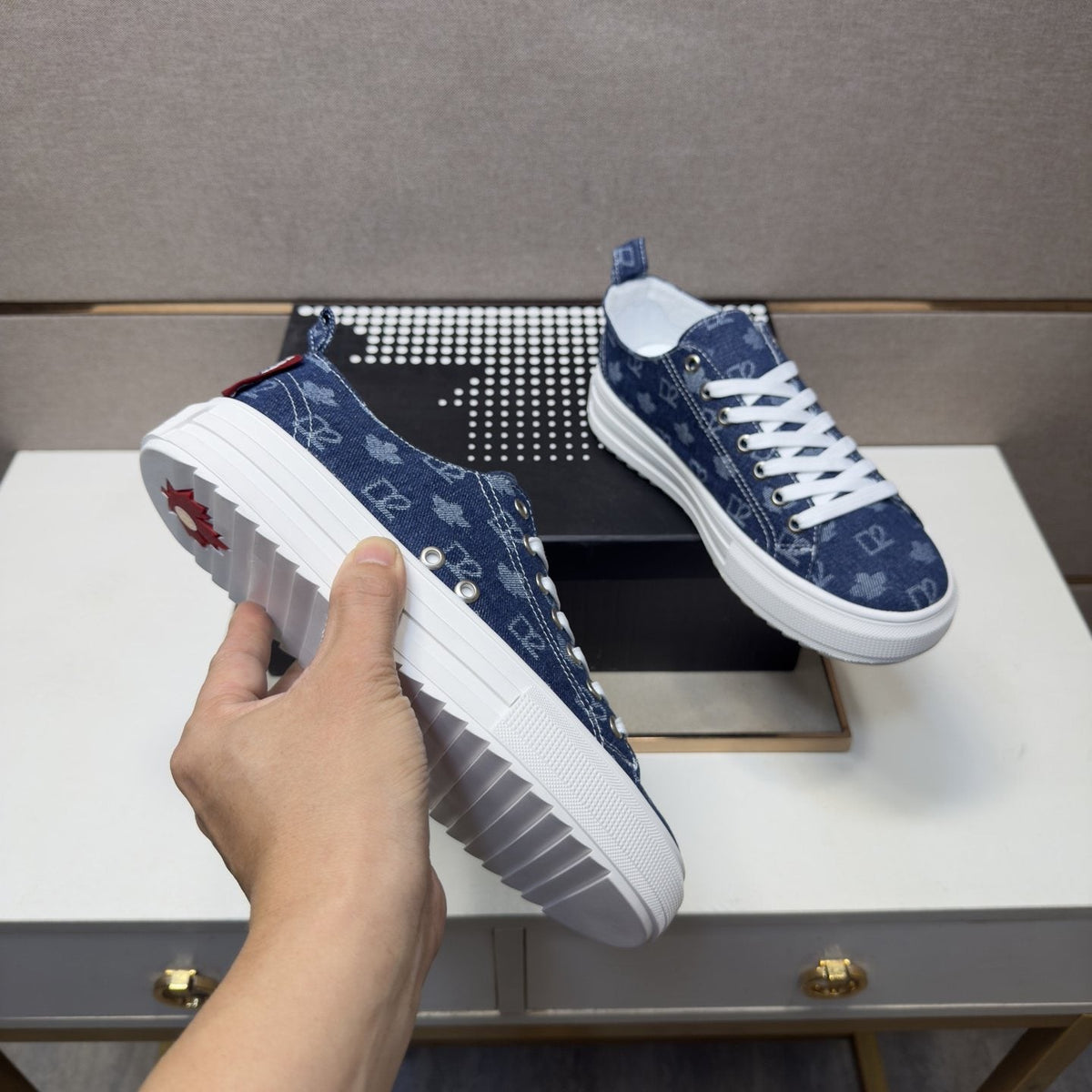 Dsquared2 Men's Navy Blue Patterned Sneakers