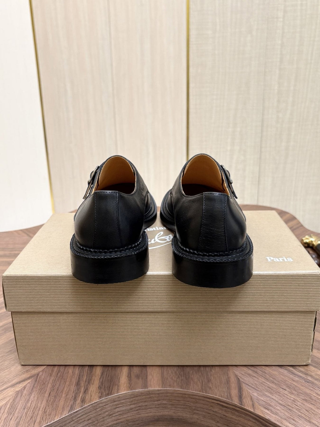 Christian Louboutin Black Buckle-Strap Slip-On Dress Shoes