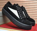 Rick Owens Black Low-Top Sneakers with White Side Panels