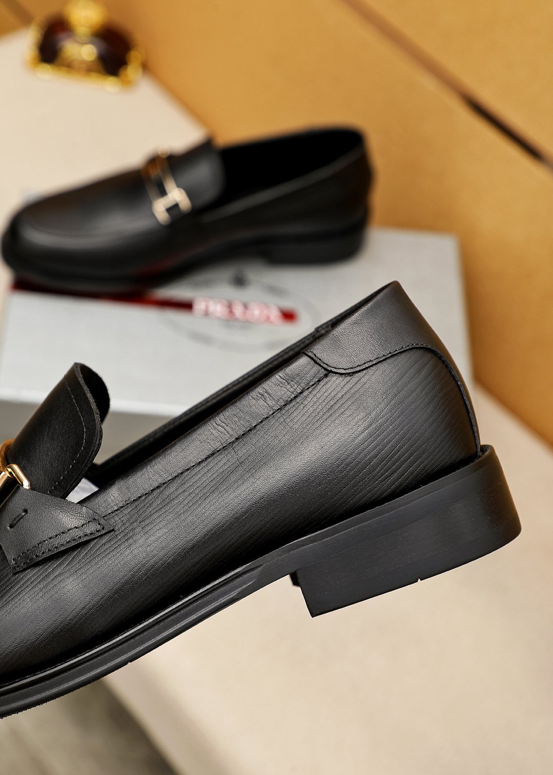 Prada Men's Black Buckle Loafers