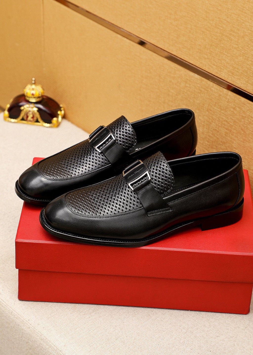 Ferragamo Men's Black Buckle Loafers - Rubber Sole