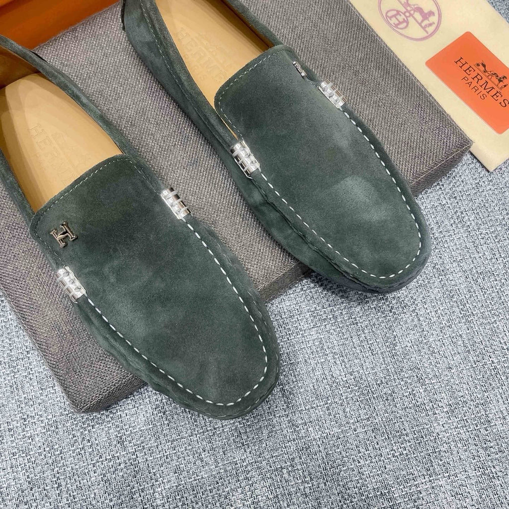 Hermès Men's Dark Green Driving Loafers