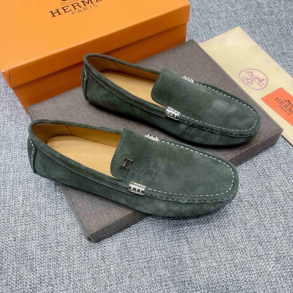 Hermès Men's Dark Green Driving Loafers