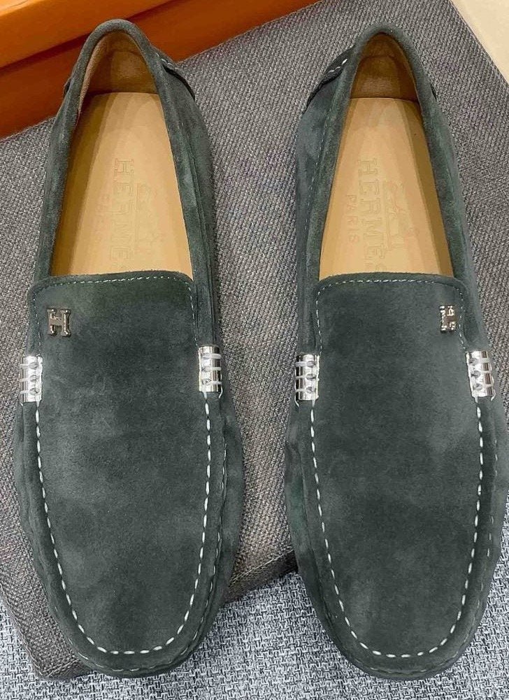 Hermès Men's Dark Green Driving Loafers