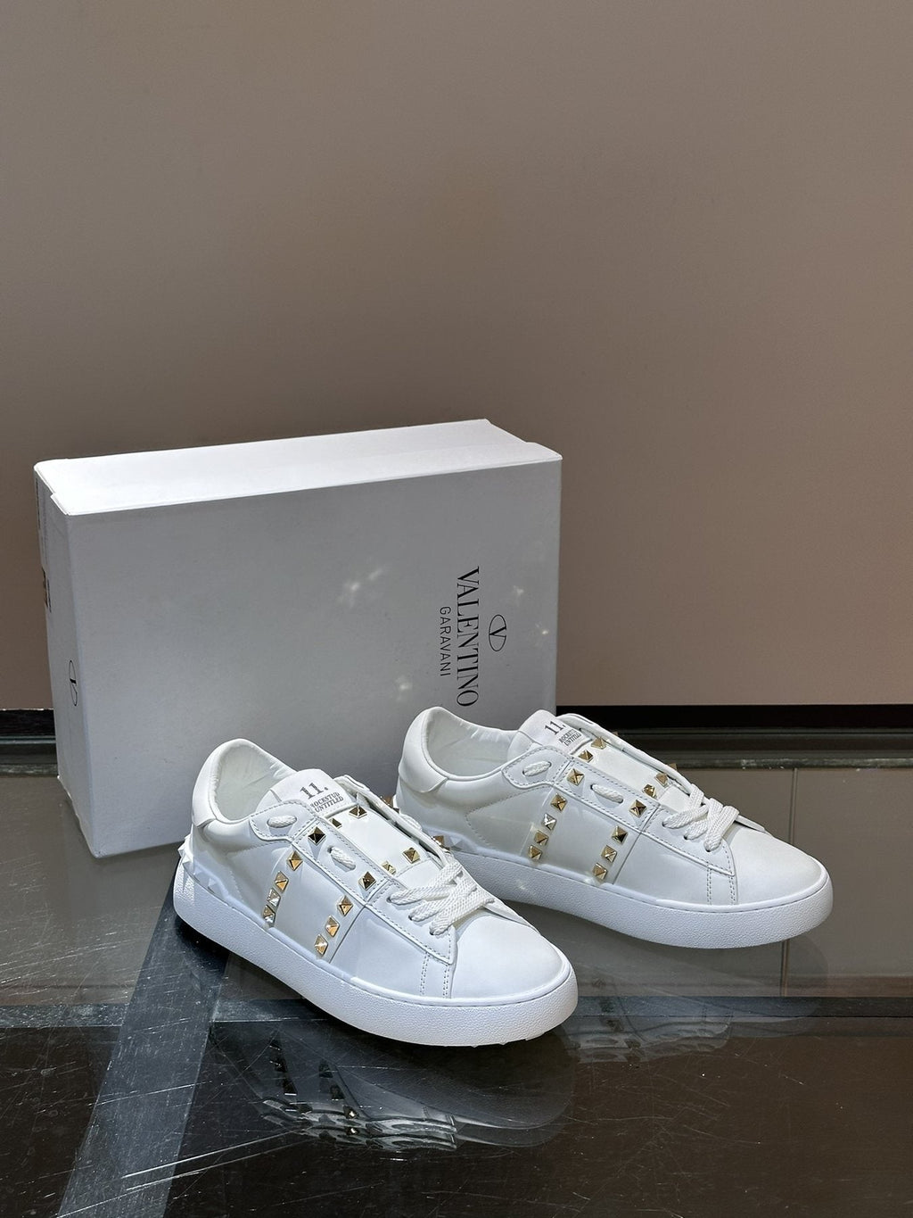 Valentino Gold Stud Low-Top Sneakers