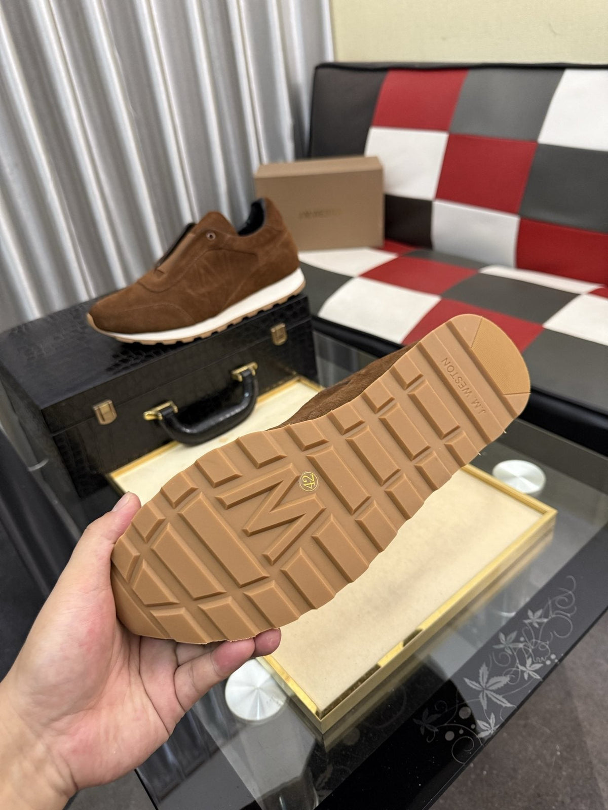 Men's J.M. Weston Brown Slip-On Sneakers