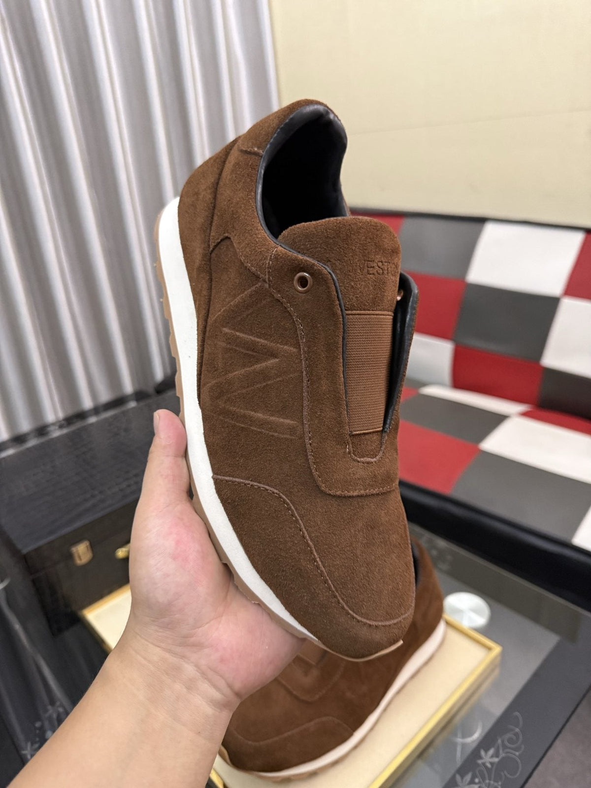 Men's J.M. Weston Brown Slip-On Sneakers