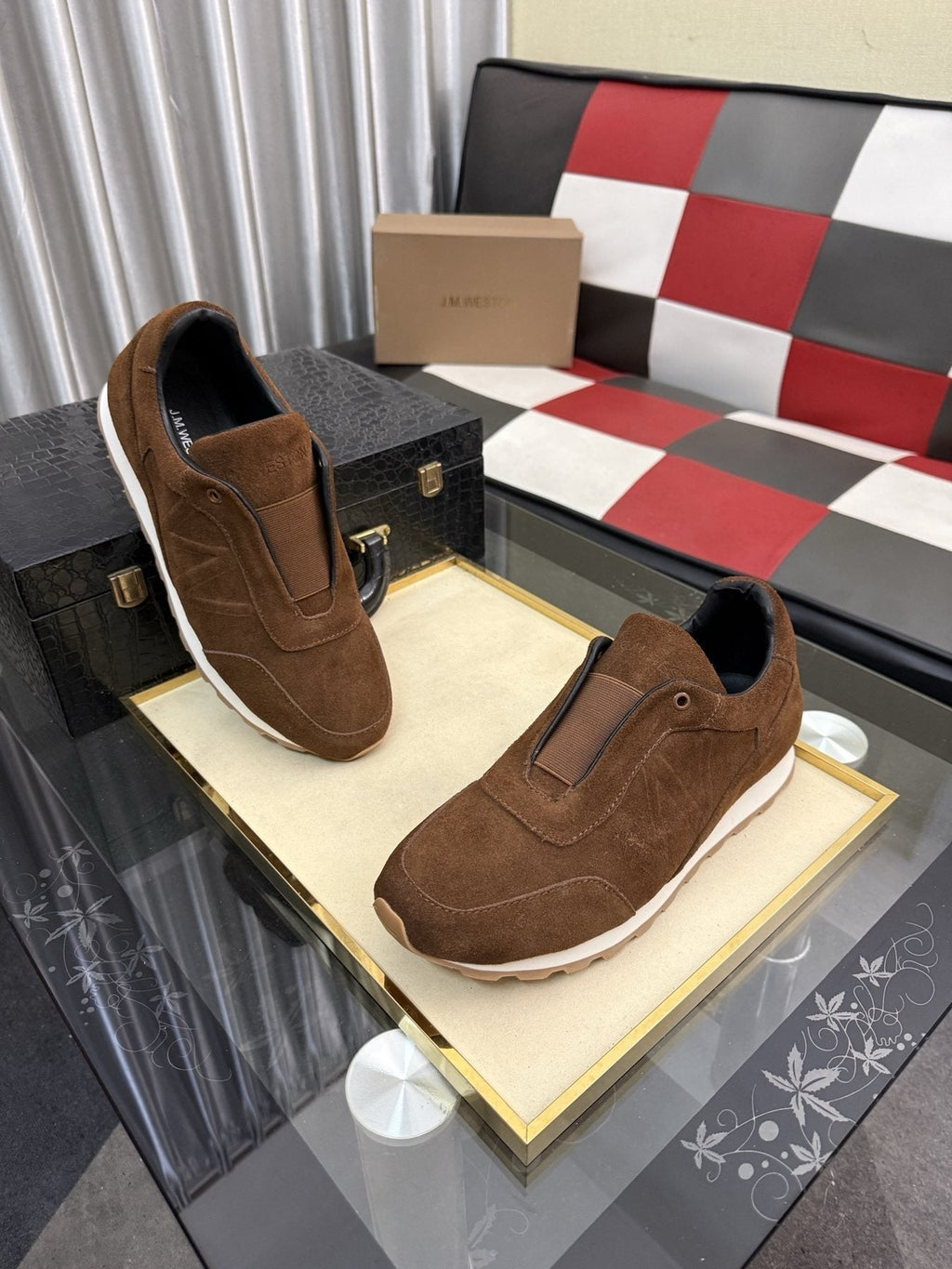 Men's J.M. Weston Brown Slip-On Sneakers