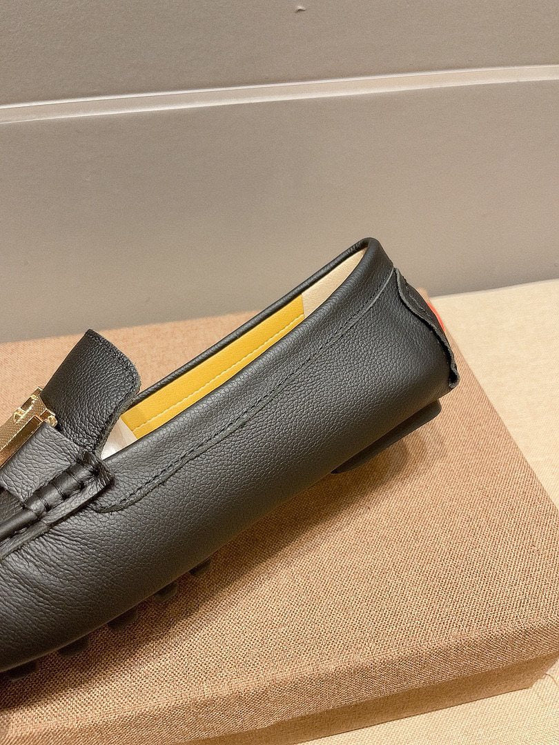 Hermès Black H-Accent Slip-On Loafers