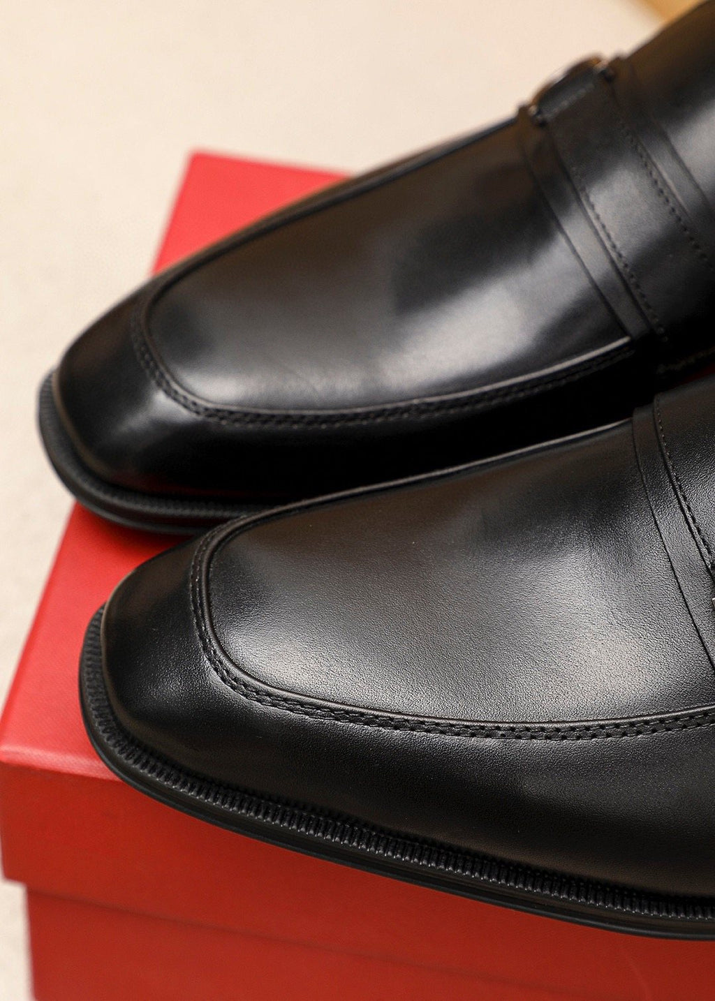 Ferragamo Men's Black Buckle Loafers - Vamp Strap With Metal Buckle Detail