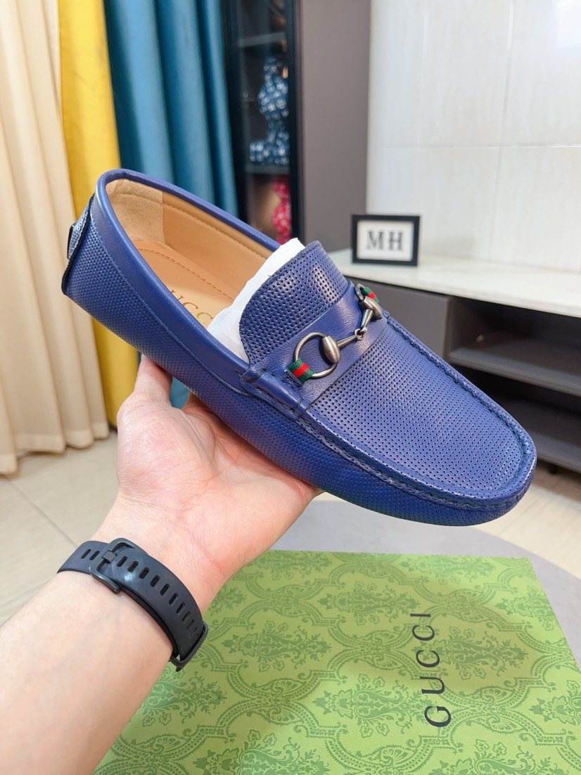 Gucci Men's Perforated Metal Hardware Loafers