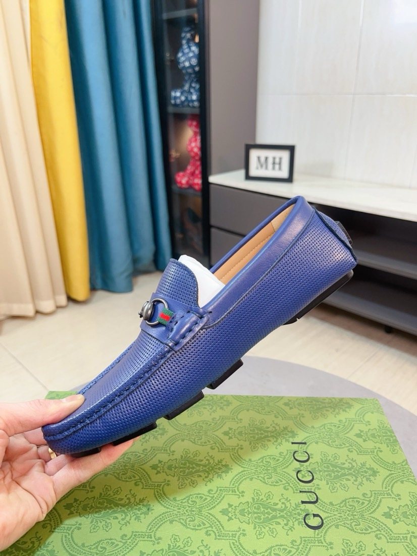 Gucci Men's Perforated Metal Hardware Loafers