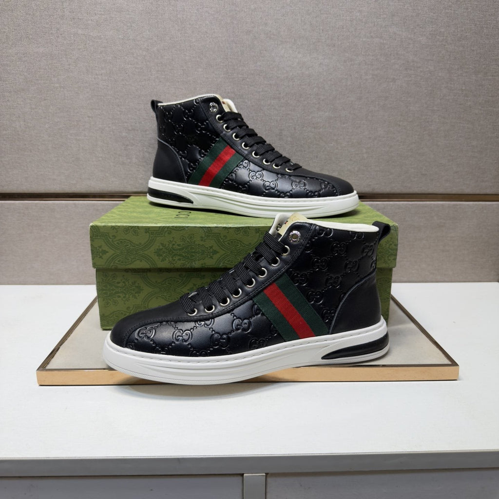 Gucci Green and Red Stripe High-Top Sneakers