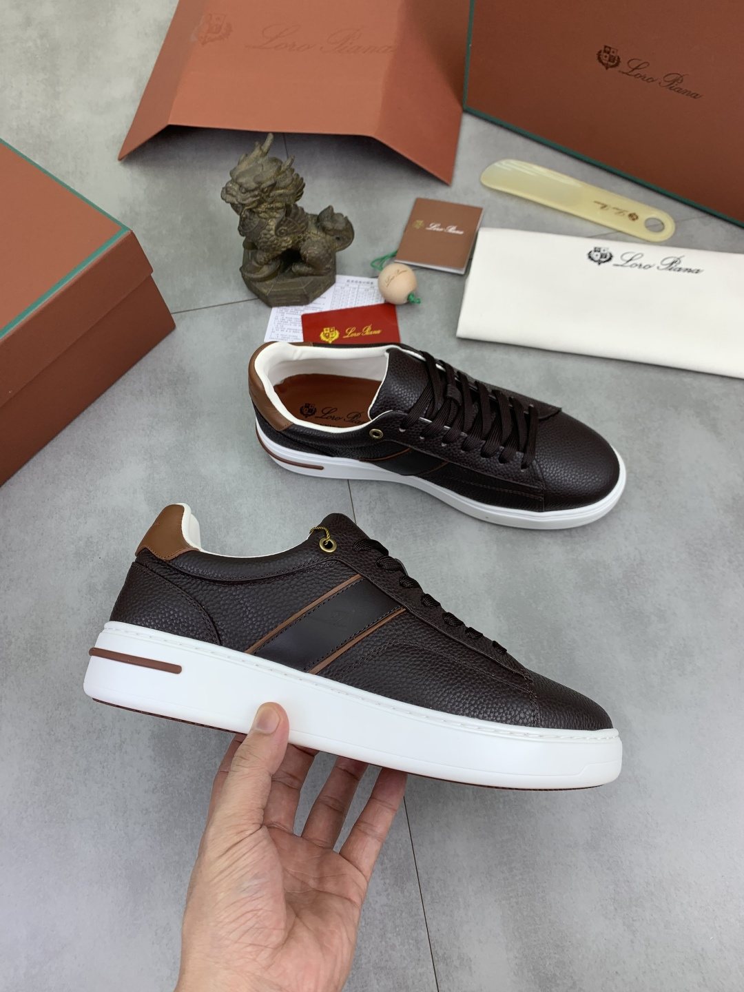 Loro Piana Contrast-Trim Low-Top Sneakers