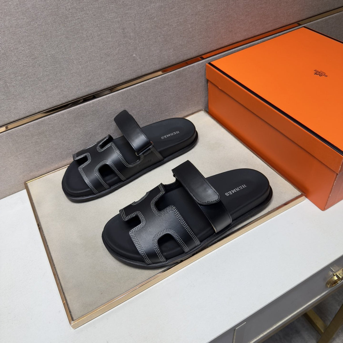 Hermès Cutout Slide Sandals