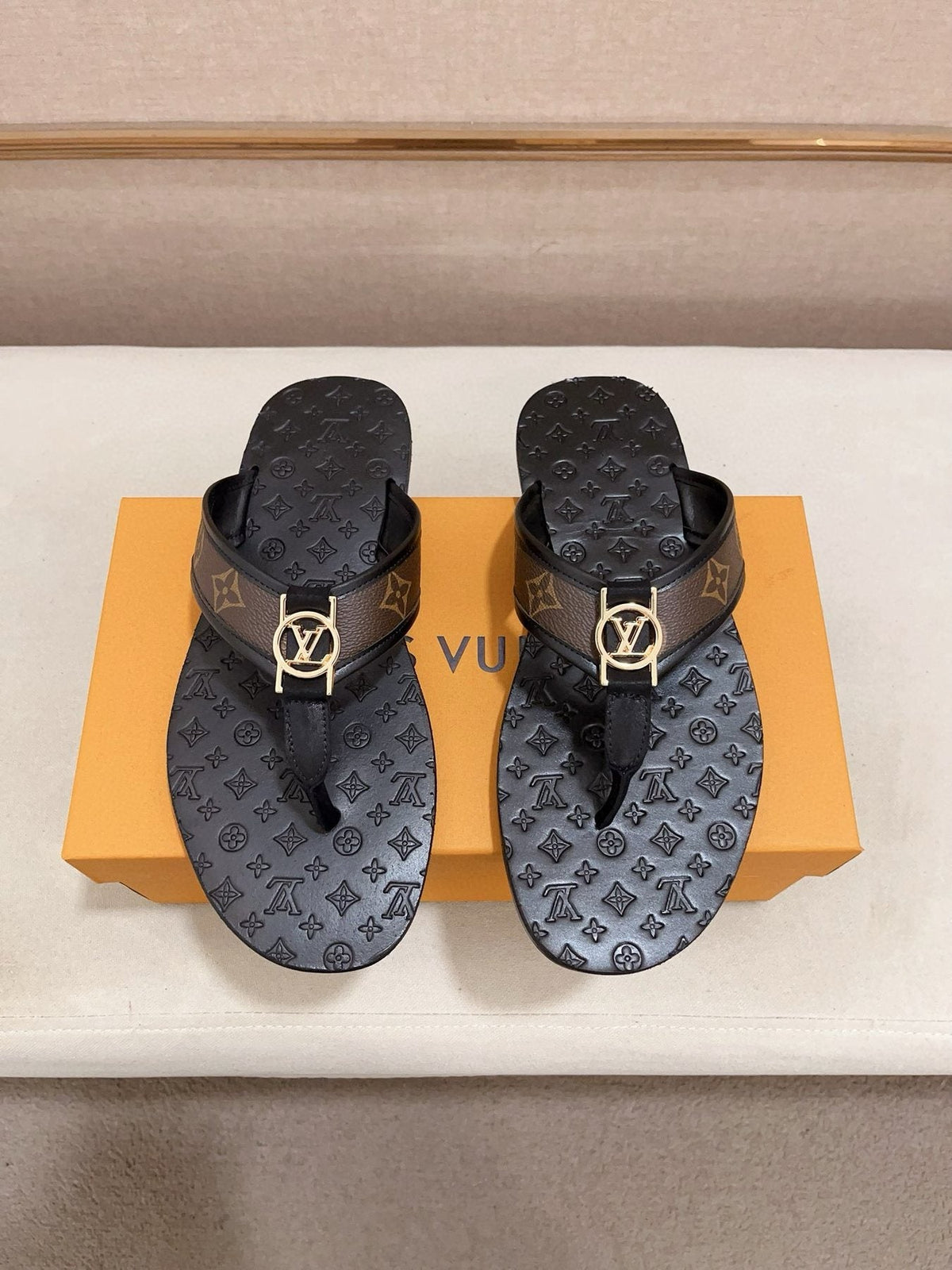 Louis Vuitton Men's Emblem Thong Sandals