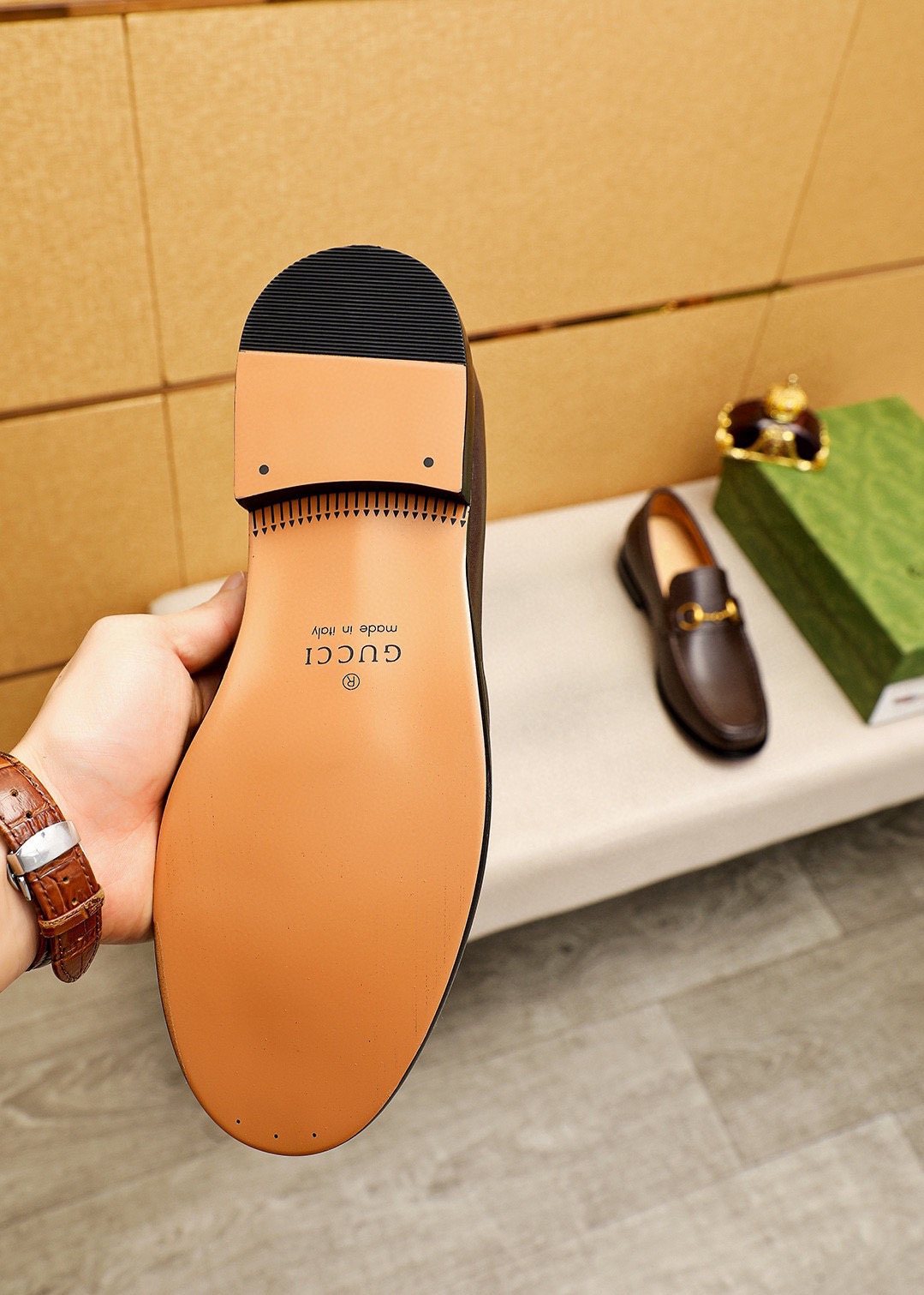 Gucci Leather Horsebit-Style Loafers