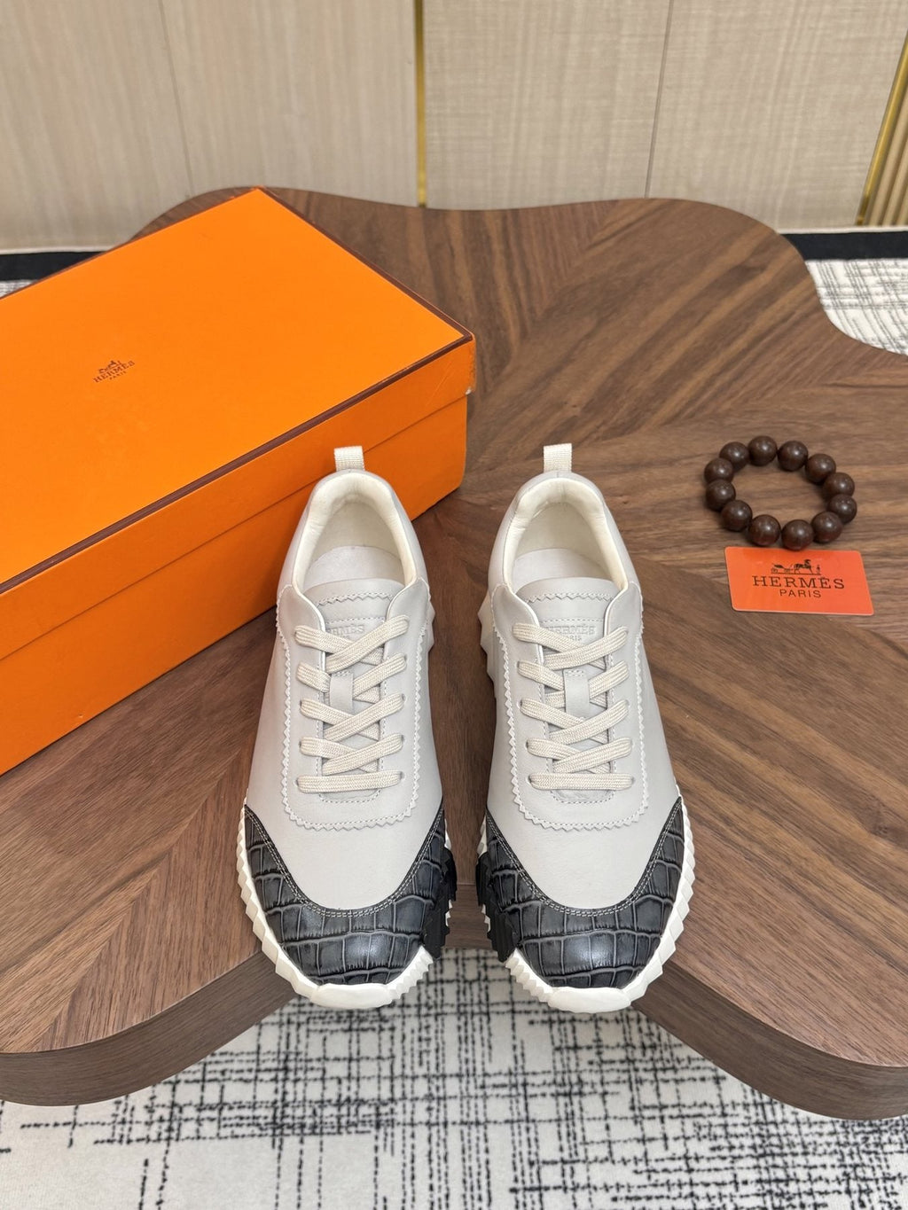 Hermes Paneled Low-Top Sneakers