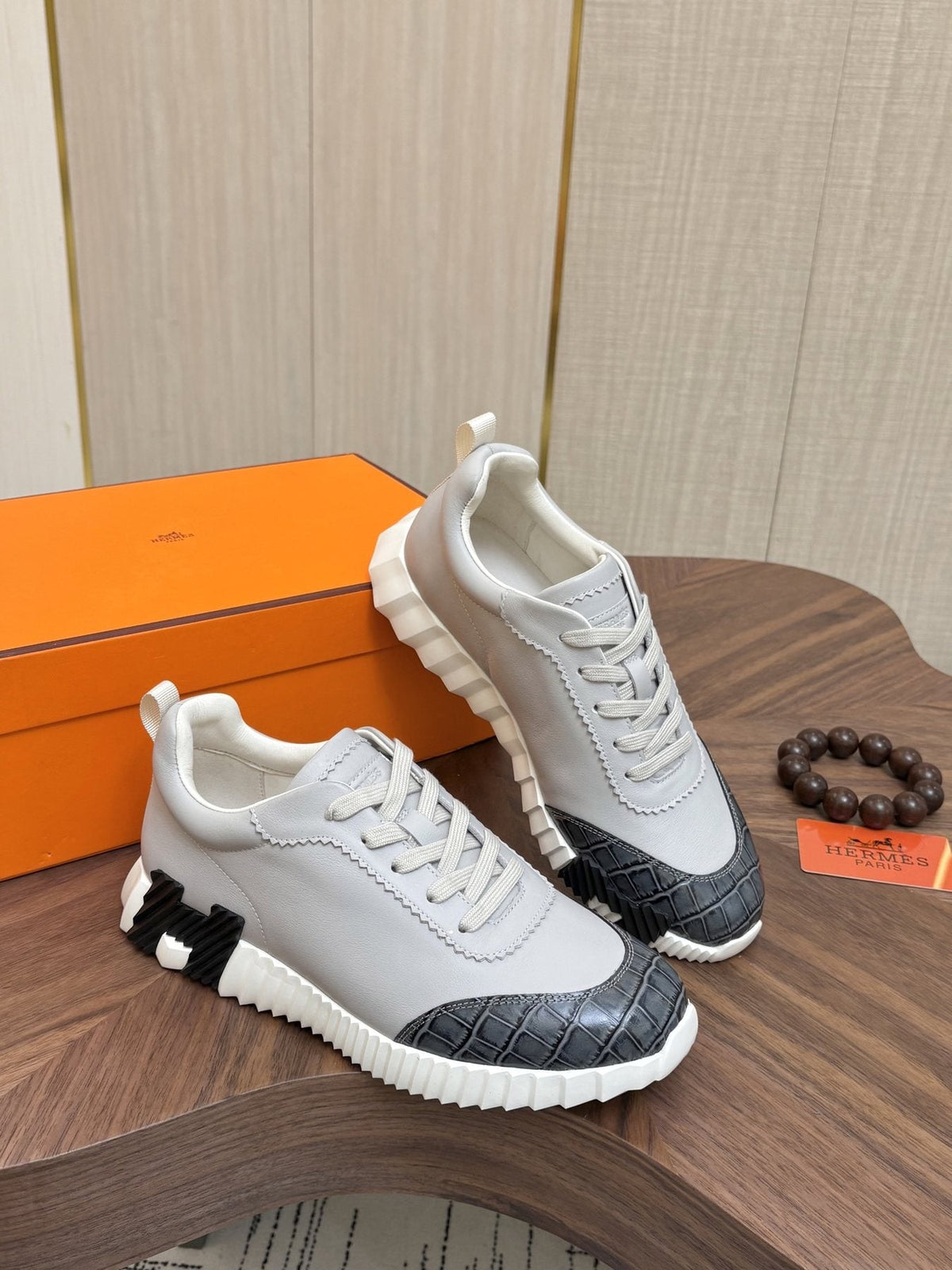 Hermes Paneled Low-Top Sneakers
