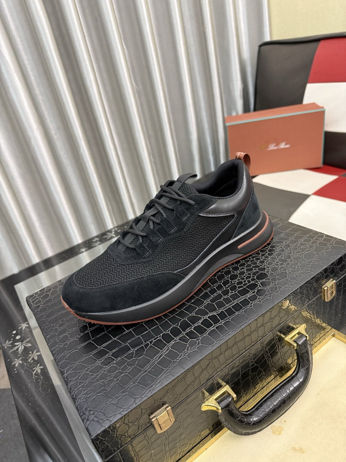 Color-Blocked Low-Top Lace-Up Sneakers