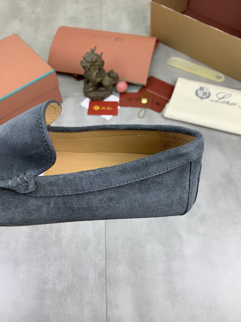 Loro Piana Blue-Gray Suede Driving Shoes