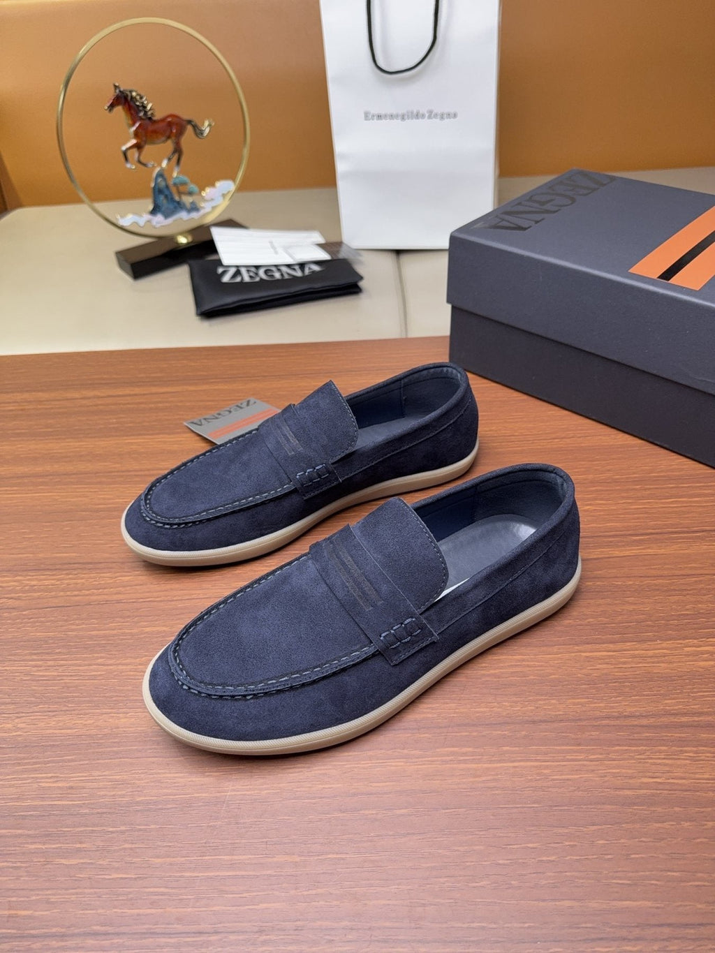 Zegna Men's Suede Strap Loafers
