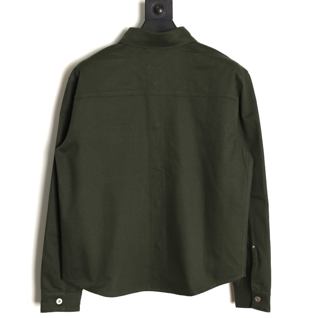 Burberry Shield-Detail Denim Shirt Jacket - Olive
