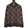 Burberry Diagonal-Check Crewneck Sweater - Dark Brown